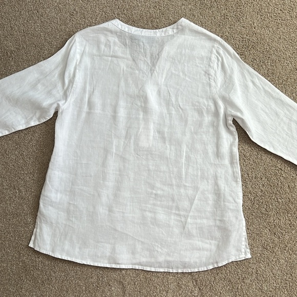 Jones New York White Linen Vneck Tunic Top M - Picture 10 of 13